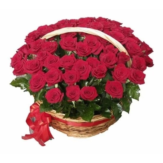 Букет цветов "51 красная роза в корзине"